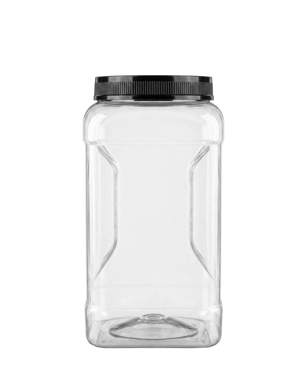 128 oz Clear PET Square Grip Jar – 110-400 Wide Mouth, Food-Grade including black lid and IHS liner