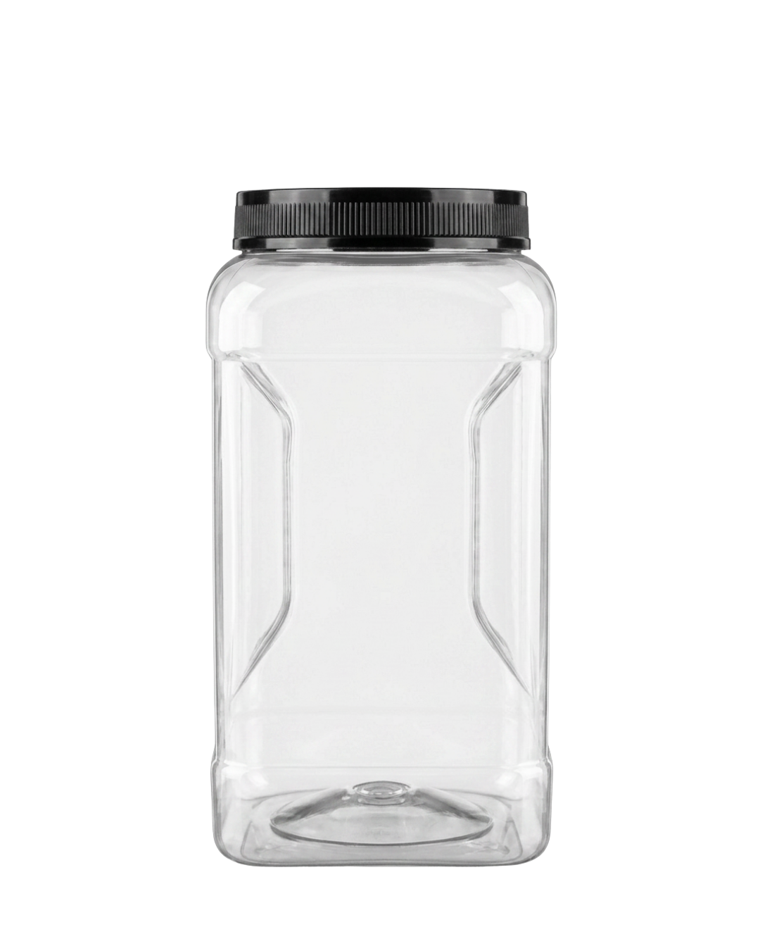128 oz Clear PET Square Grip Jar – 110-400 Wide Mouth, Food-Grade including black lid and IHS liner