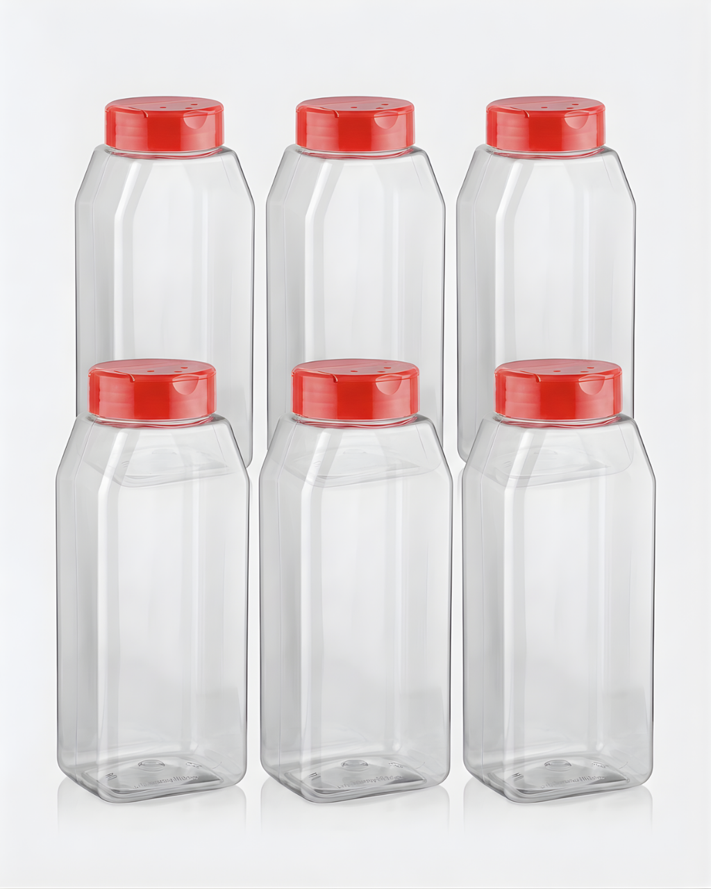 32 oz Clear PET Oblong Spice Jars with Shaker Spice Lids