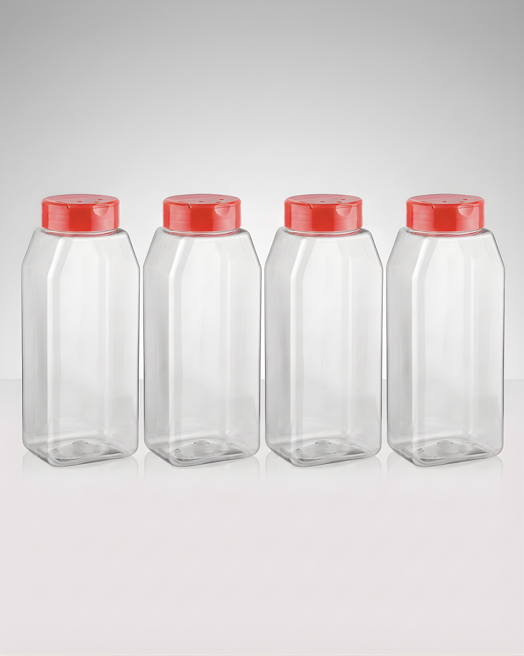 32 oz Clear PET Oblong Spice Jars with Shaker Spice Lids