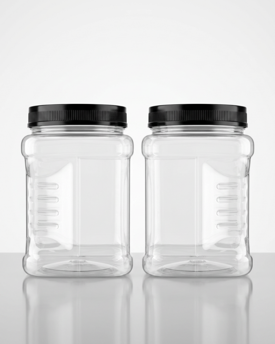 64 oz Clear PET Square Grip Jar – 110-400 Wide Mouth, Food-Grade
