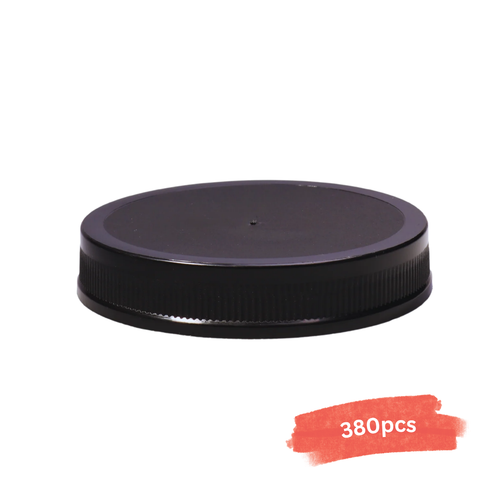 110-400 Black PP Ribbed Caps with Heat Induction Liner with Tabs