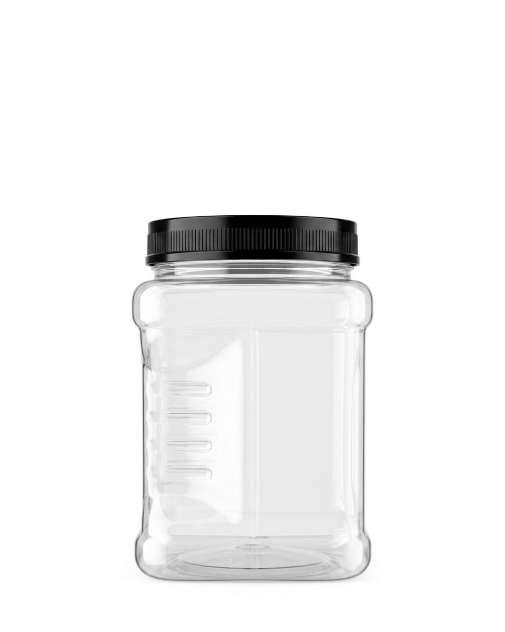 64 oz Clear PET Square Grip Jar – 110-400 Wide Mouth, Food-Grade