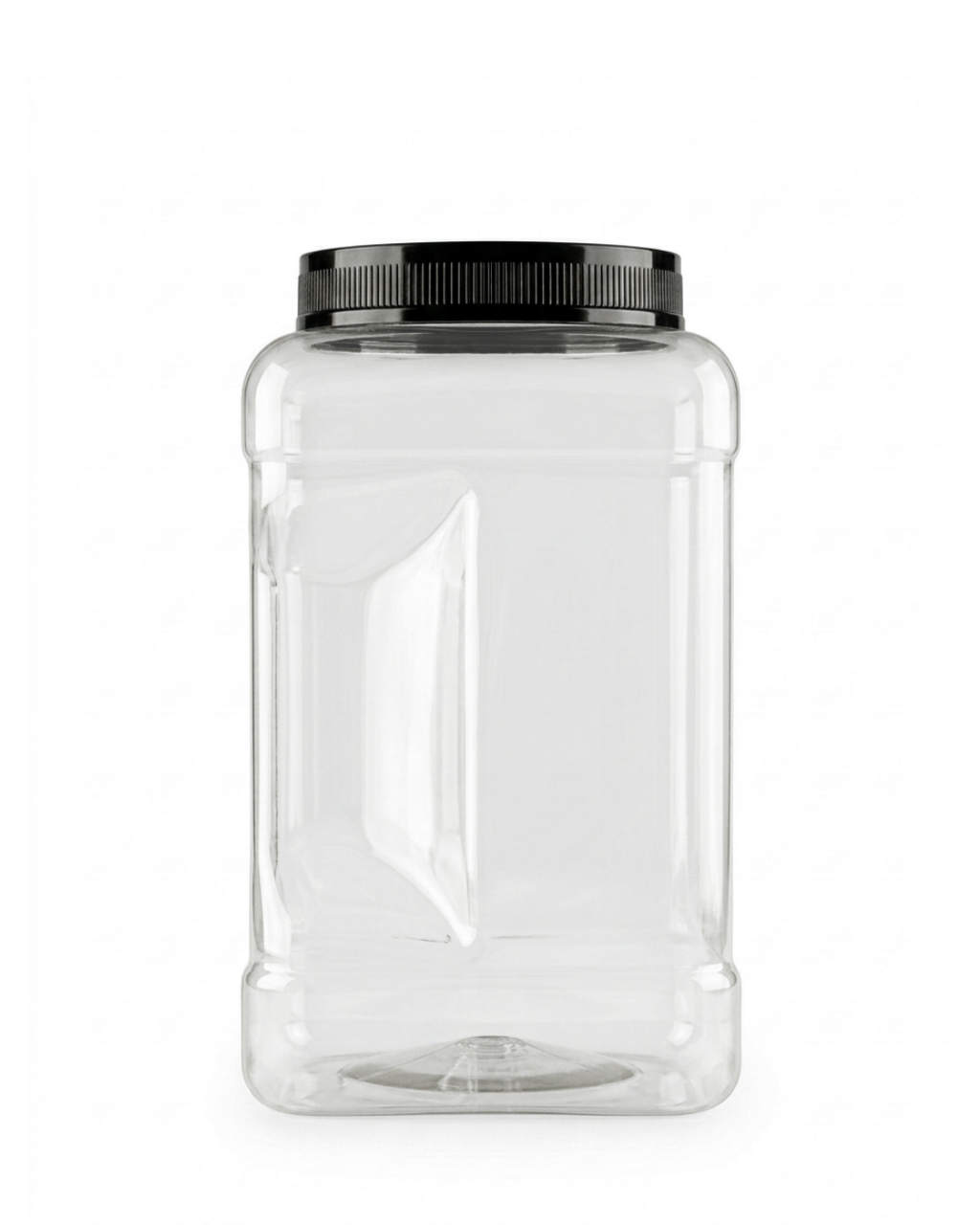 128 oz Clear PET Square Grip Jar – 110-400 Wide Mouth, Food-Grade including black lid and IHS liner