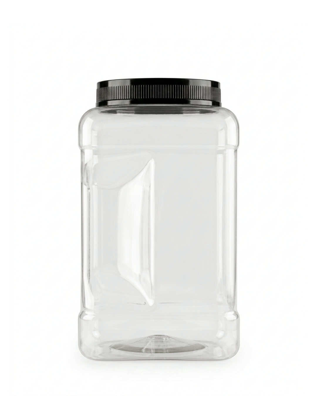 128 oz Clear PET Square Grip Jar – 110-400 Wide Mouth, Food-Grade including black lid and IHS liner
