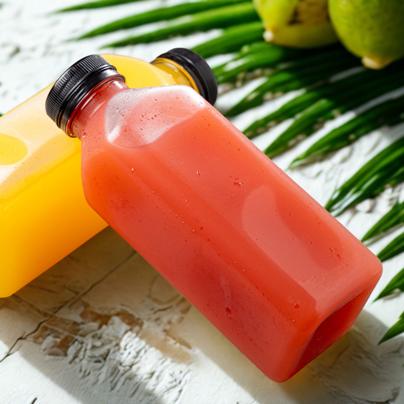 12 oz Clear PET Juice Bottles with Leakproof Attached Lids 6 pack